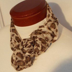 Lightweight Animal Print Scarf Brown Leopard Spots